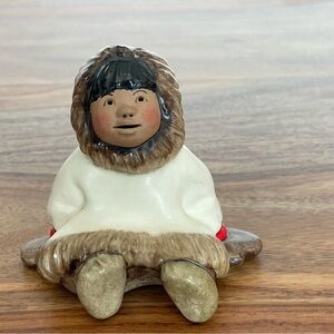 C Alan Johnson Inuit Boy Figurine Signed Ceramic 1962 "Joey" V322‎